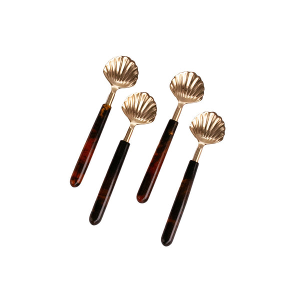 Beatriz Ball Giftware Beatriz Ball RESIN Tortoise Shell Appetizer Spoon Set of 4 (Gold)
