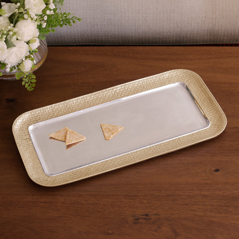 Beatriz Ball Serveware Beatriz Ball SIERRA MODERN Nassau Long Rectangular Tray (Silver and Gold)