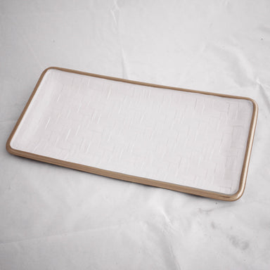 Beatriz Ball Serveware Beatriz Ball THANNI Bahamas Long Rectangle Tray (White and Gold)