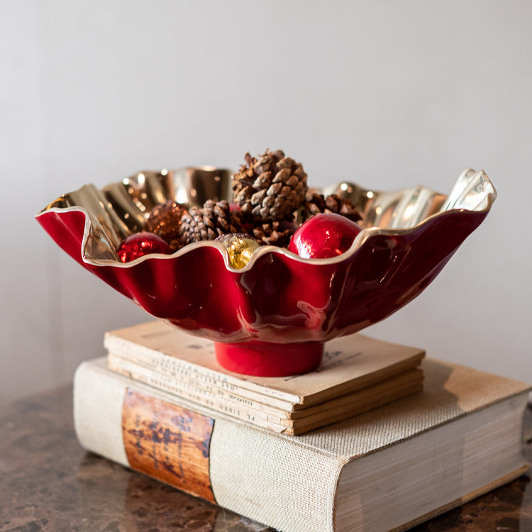 Beatriz Ball Serveware Beatriz Ball THANNI Bloom Medium Bowl (Red and Gold)