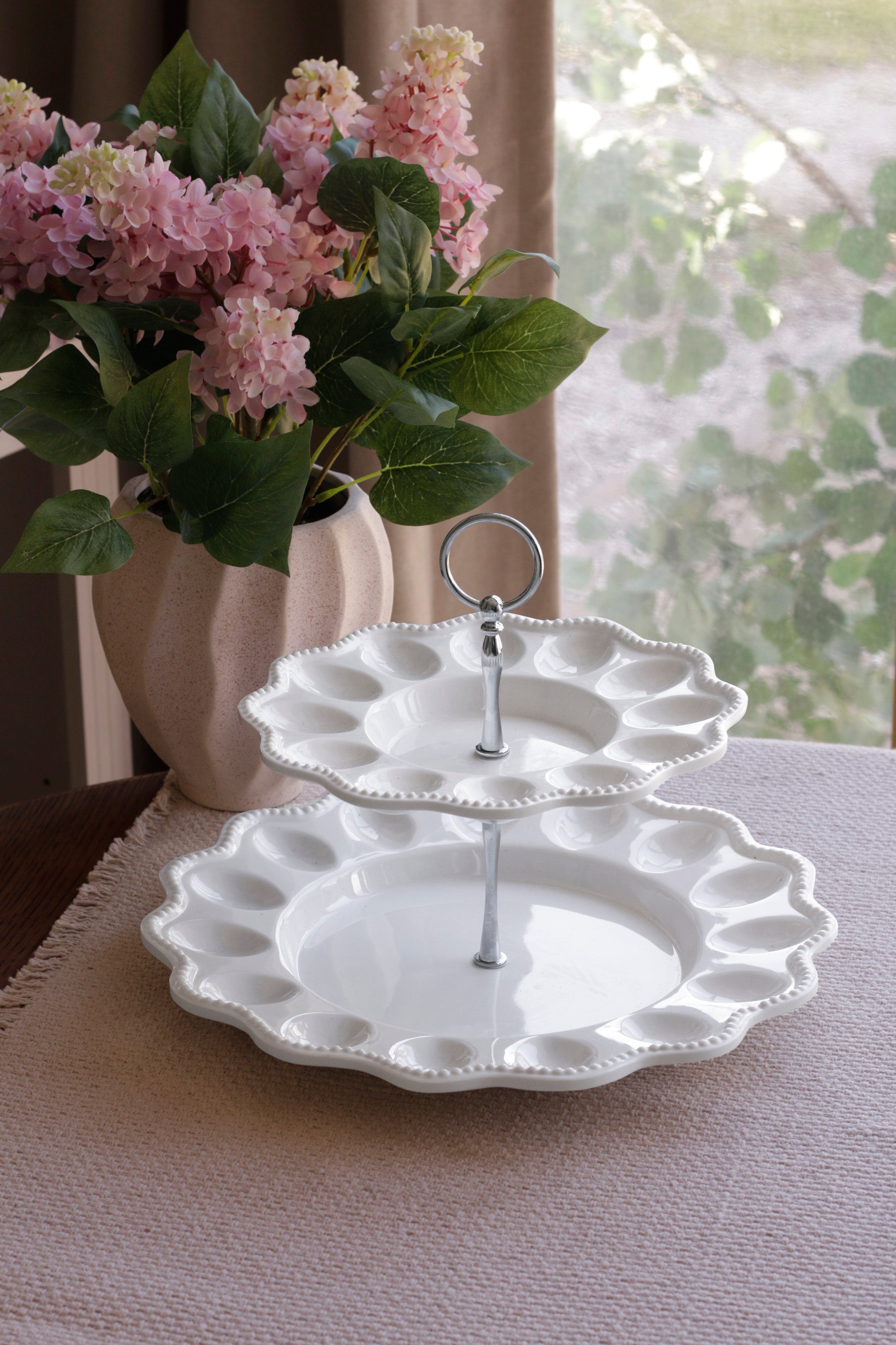 Beatriz Ball Servware Beatriz Ball VIDA Alegria Two Tiered Egg Server White