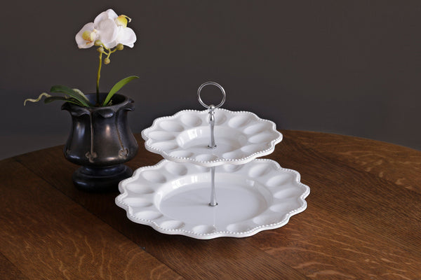 Beatriz Ball Servware Beatriz Ball VIDA Alegria Two Tiered Egg Server White