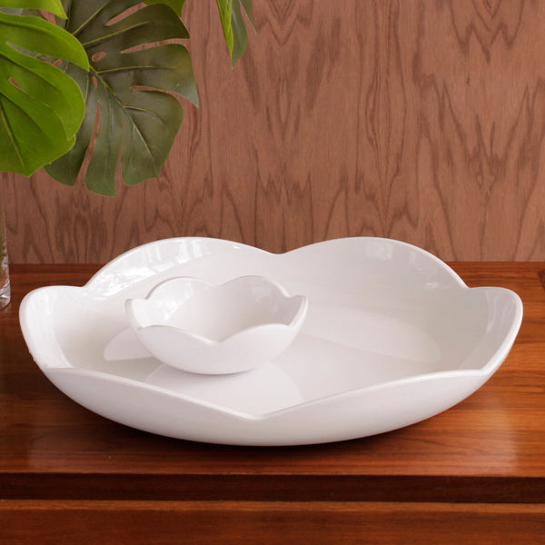 Beatriz Ball Serveware Beatriz Ball VIDA Amelia Round Platter with Mini Dip Bowl White