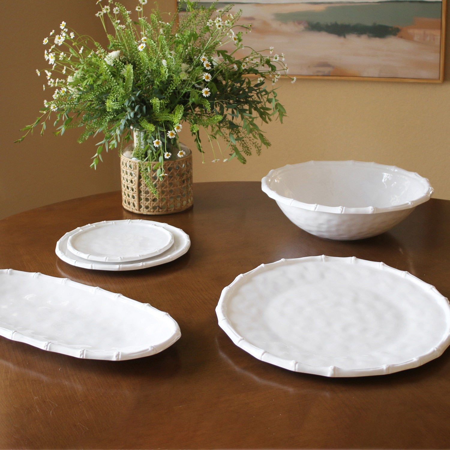 Beatriz Ball Serveware Beatriz Ball VIDA Bamboo 11" Dinner Plate Set of 4 (White)