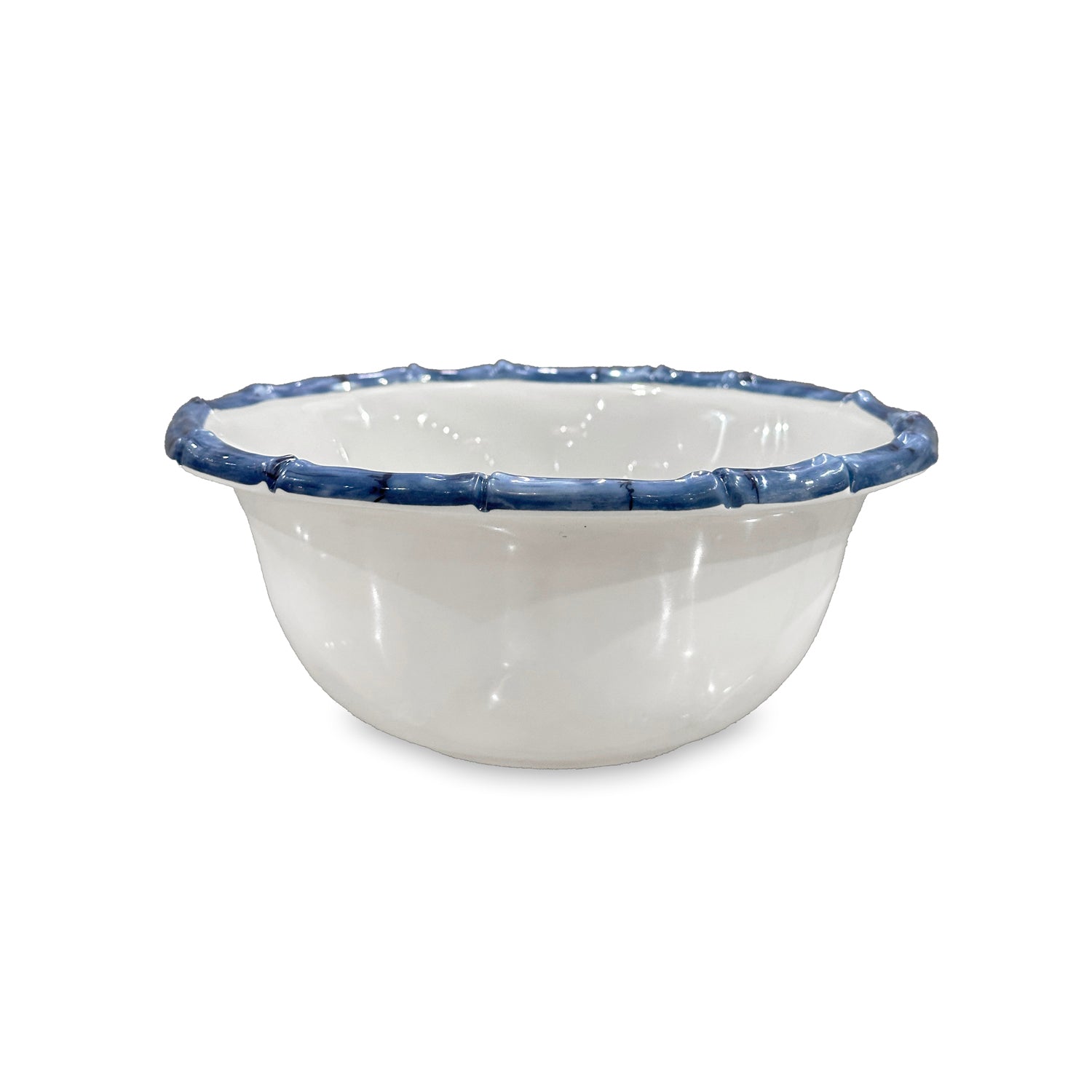 Beatriz Ball Servware Beatriz Ball VIDA Bamboo 7.5" Cereal Bowl Set of 4 (White and Blue)