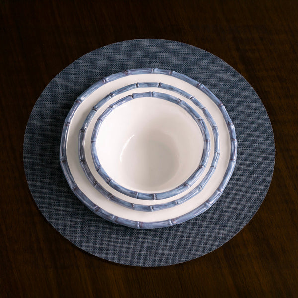 Beatriz Ball Servware Beatriz Ball VIDA Bamboo 7.5" Cereal Bowl Set of 4 (White and Blue)