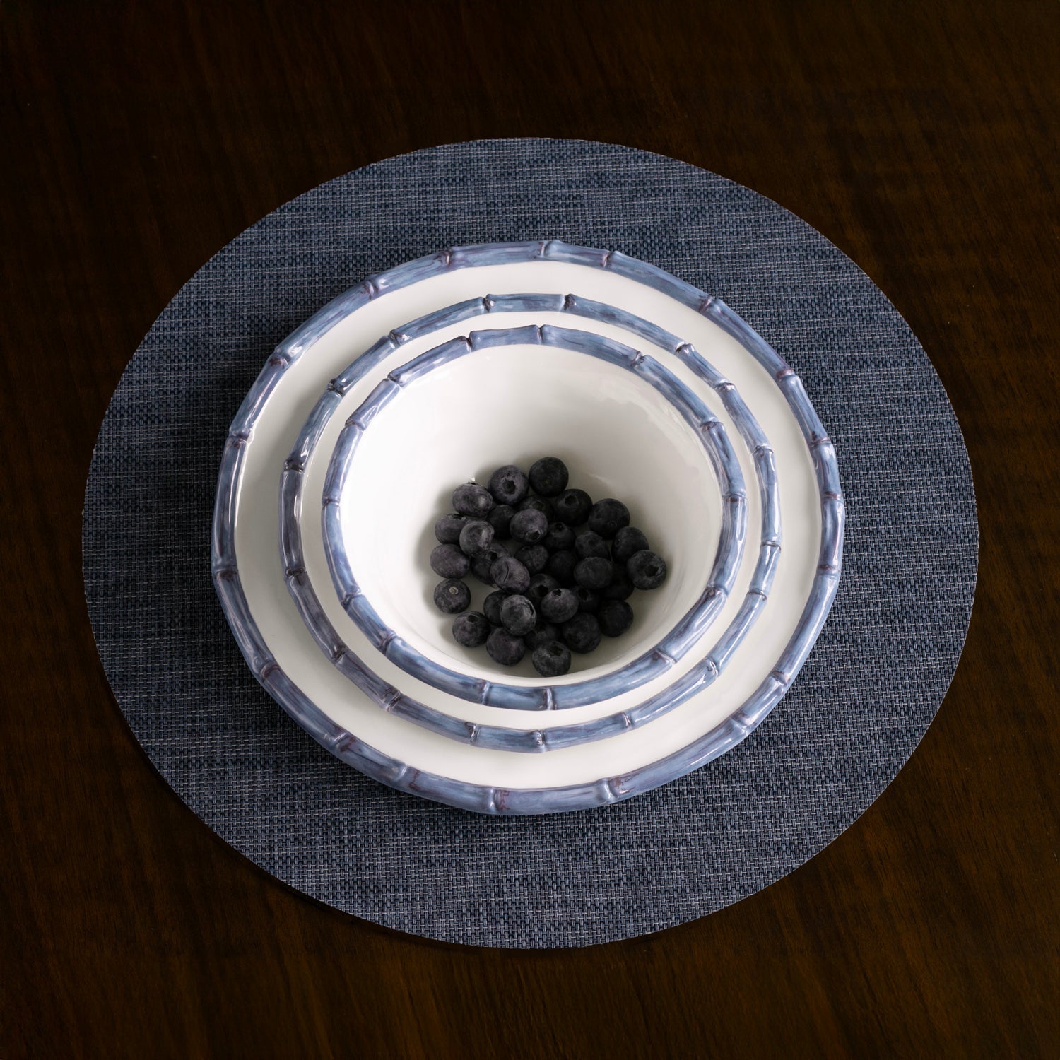 Beatriz Ball Serveware Beatriz Ball VIDA Bamboo 9" Salad Plate Set of 4 (White and Blue)