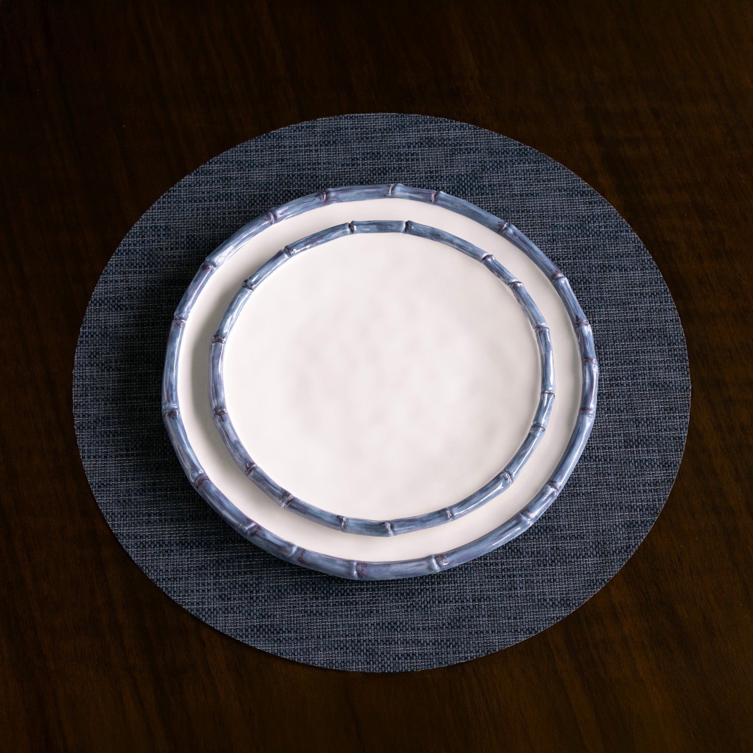 Beatriz Ball Serveware Beatriz Ball VIDA Bamboo 9" Salad Plate Set of 4 (White and Blue)