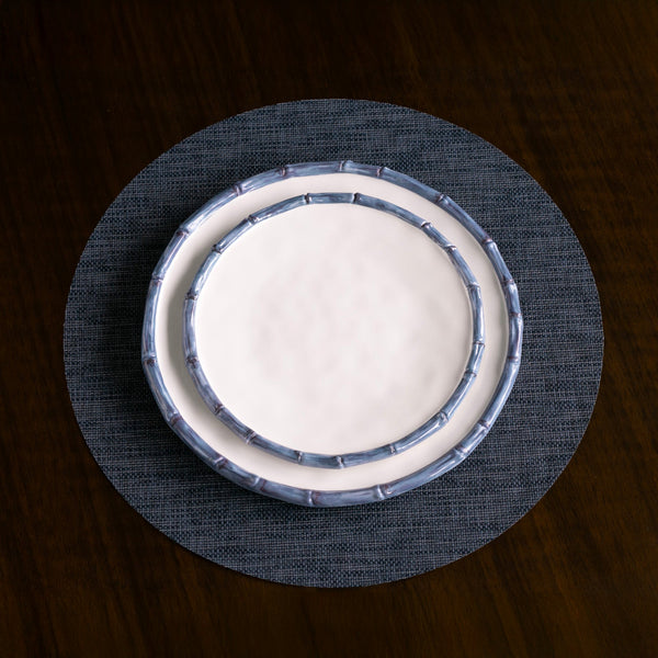 Beatriz Ball Serveware Beatriz Ball VIDA Bamboo 9" Salad Plate Set of 4 (White and Blue)