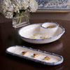 Beatriz Ball Serveware Beatriz Ball VIDA Bamboo Large Chip & Dip Bowl (White and Blue)