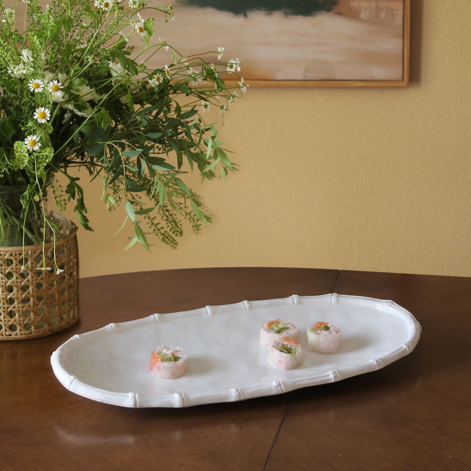 Beatriz Ball Serveware Beatriz Ball VIDA Bamboo Medium Oval Platter (White)