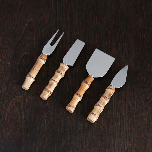 Beatriz Ball Serveware Beatriz Ball VIDA Bamboo Stainless Cheese Set of 4 (Silver and Natural)
