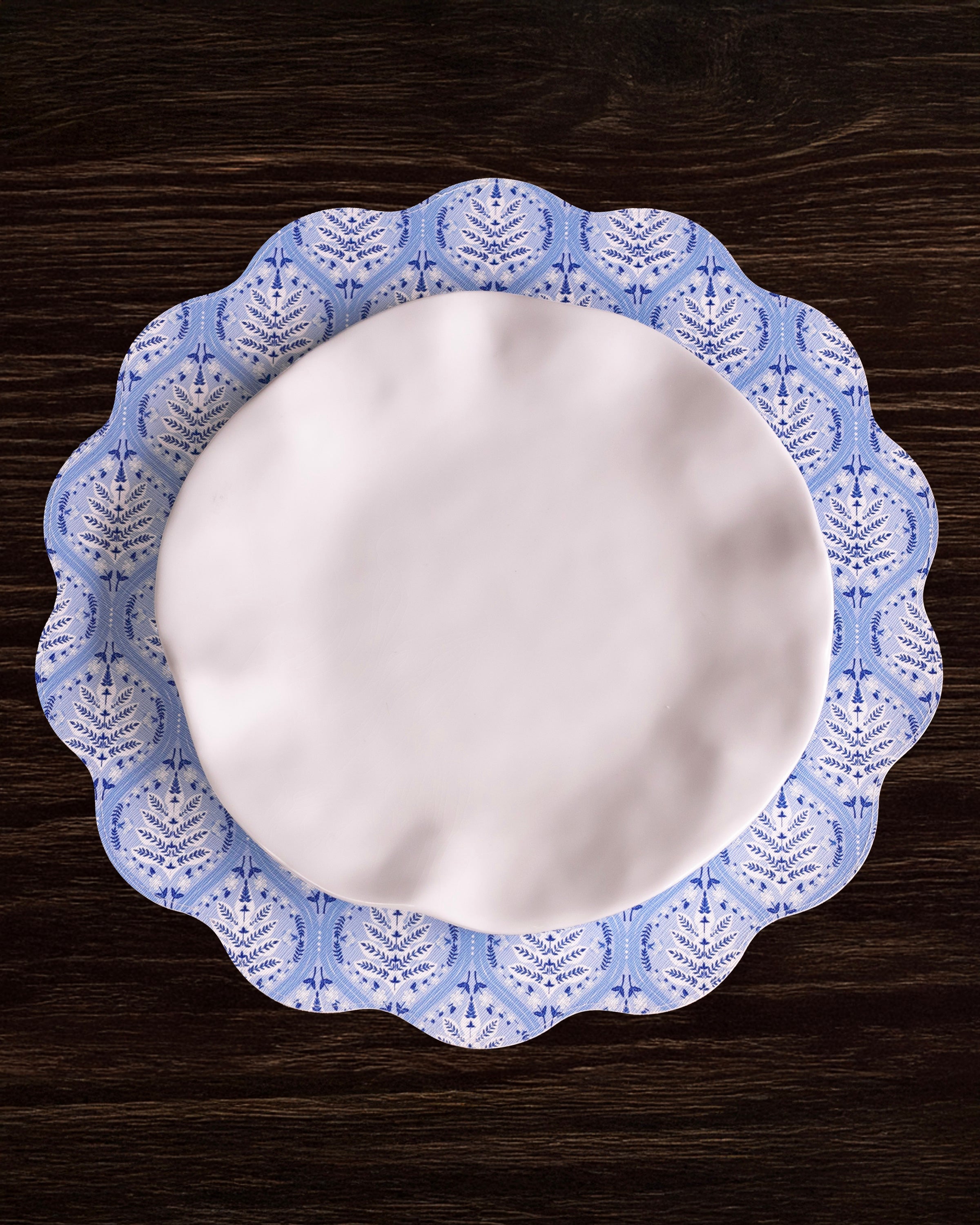 Beatriz Ball Giftware Beatriz Ball VIDA Blooms & Branches Reversible  Round Placemats Set of 4 Navy & Green