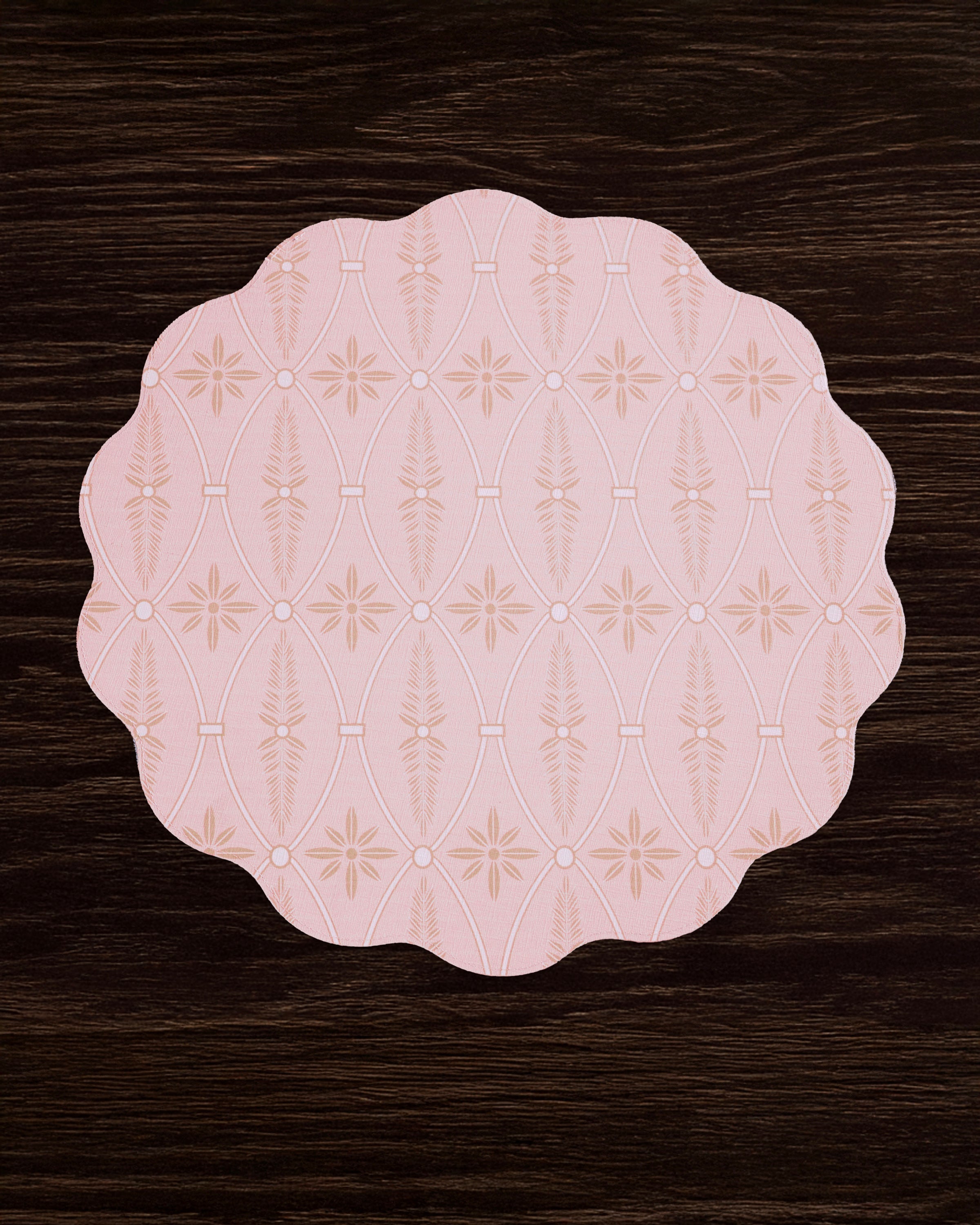 Beatriz Ball Giftware Beatriz Ball VIDA Blooms  & Branches Reversible  Round Placemats Set of 4 Pastel Pink & Blue