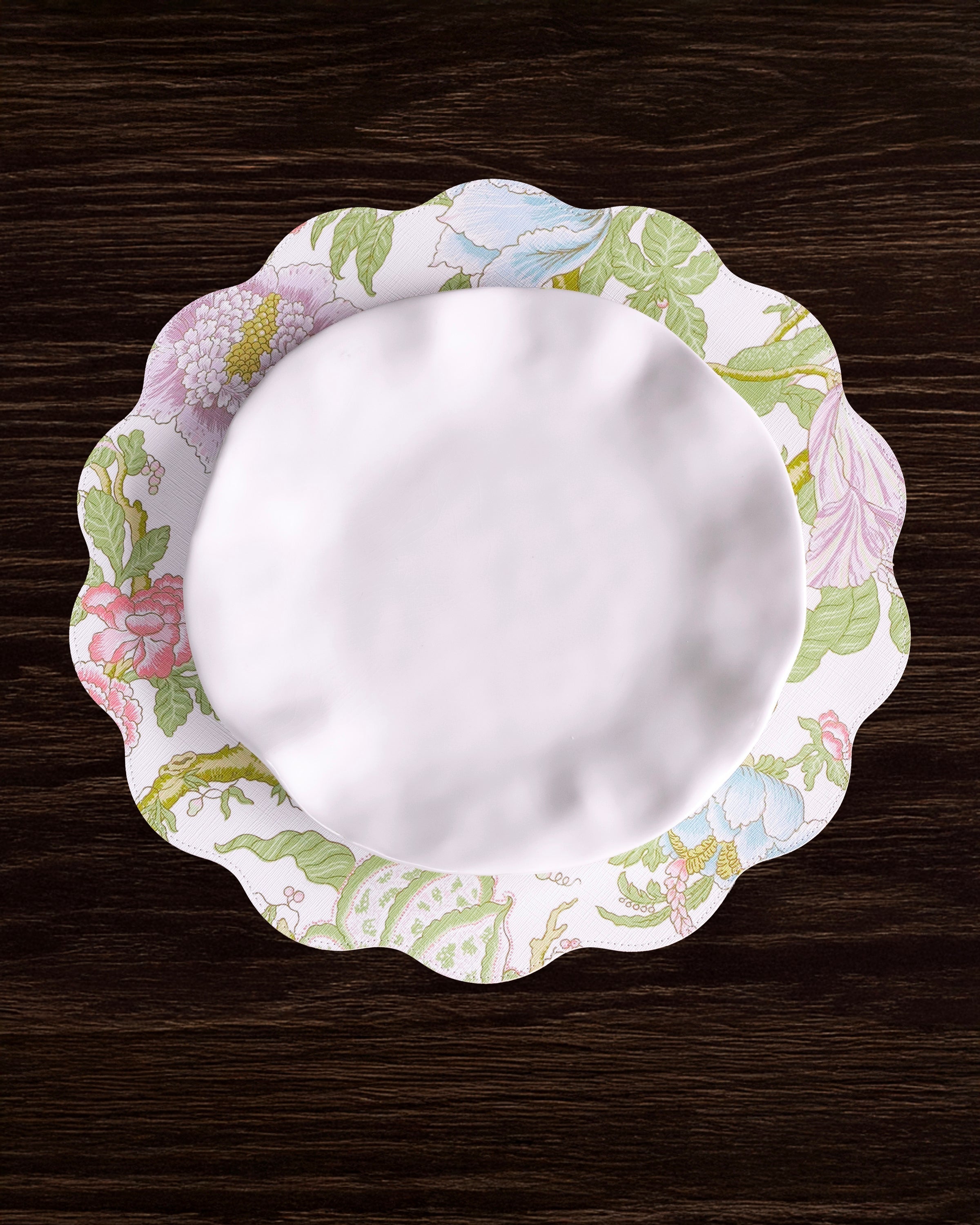 Beatriz Ball Giftware Beatriz Ball VIDA Blooms  & Branches Reversible  Round Placemats Set of 4 Pastel Pink & Blue