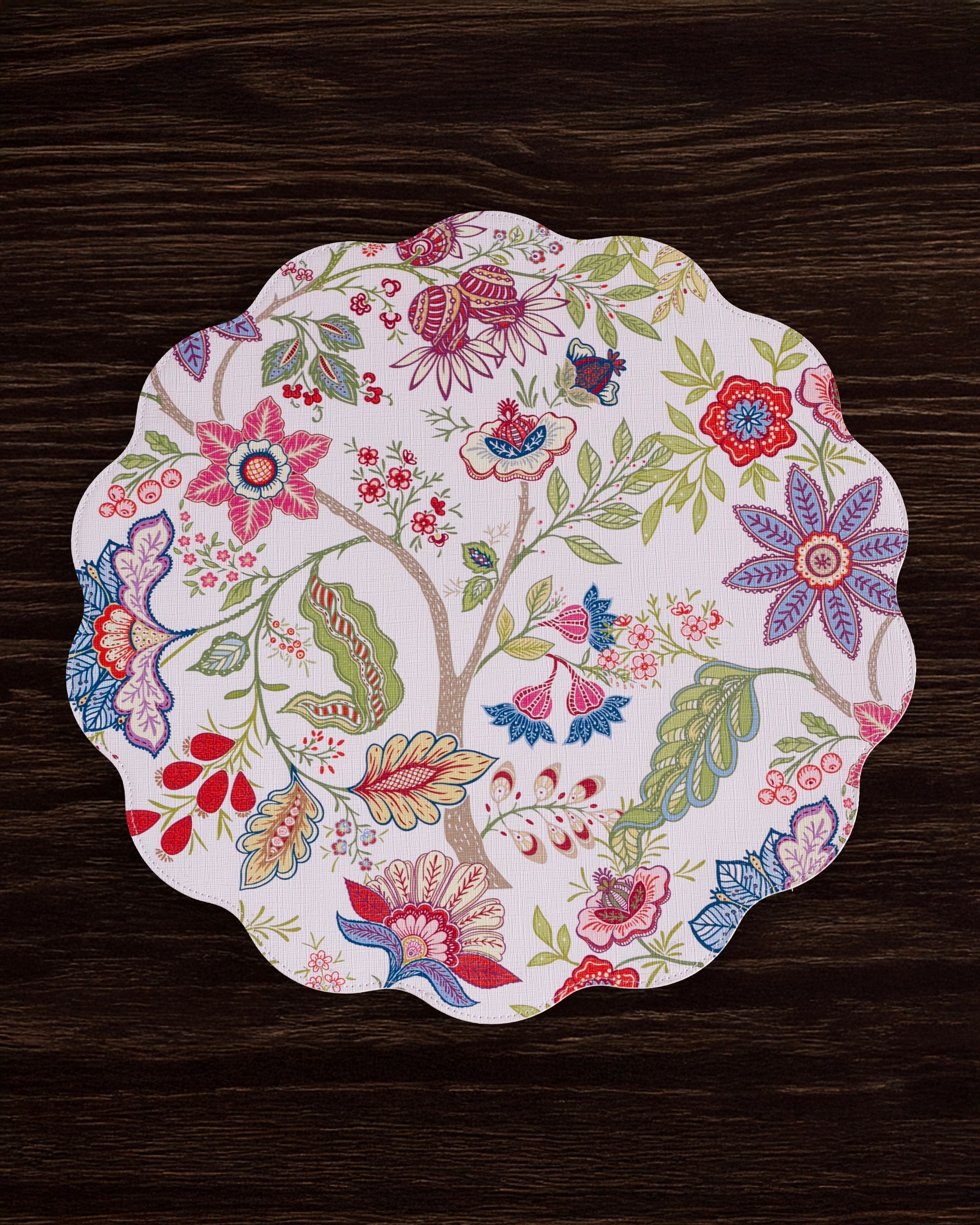 Beatriz Ball Giftware Beatriz Ball VIDA Blooms & Branches Reversible  Round Placemats Set of 4 Periwinkle & Peach