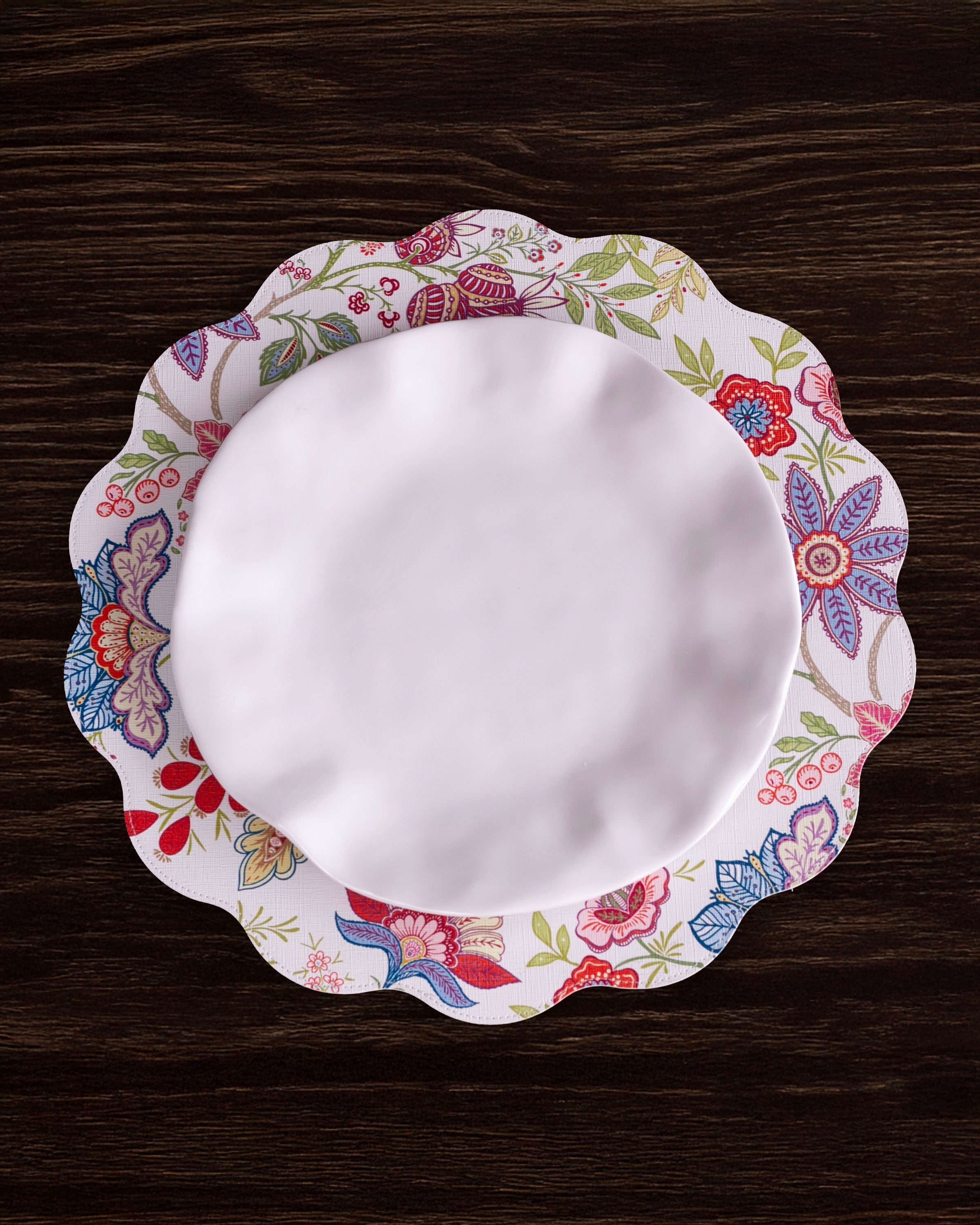 Beatriz Ball Giftware Beatriz Ball VIDA Blooms & Branches Reversible  Round Placemats Set of 4 Periwinkle & Peach
