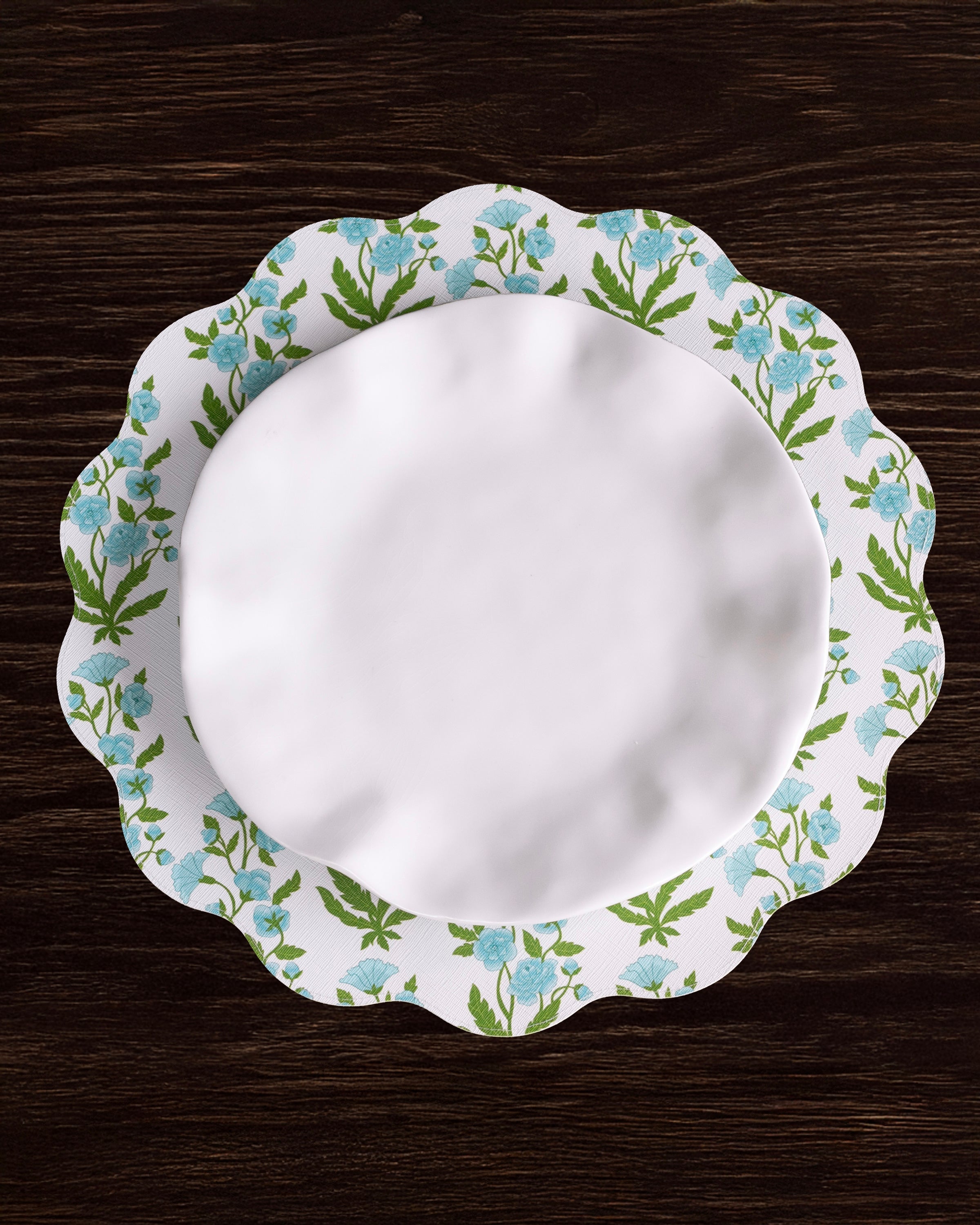 Beatriz Ball Giftware Beatriz Ball VIDA Blooms & Branches Reversible  Round Placemats Set of 4 Teal & Green
