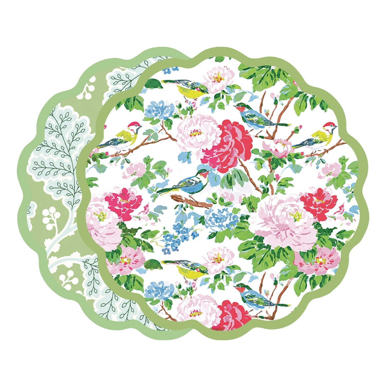 Beatriz Ball Giftware Beatriz Ball VIDA  Blue Birds and Leaves Reversible Placemats Set of 4 (Blue & Green)