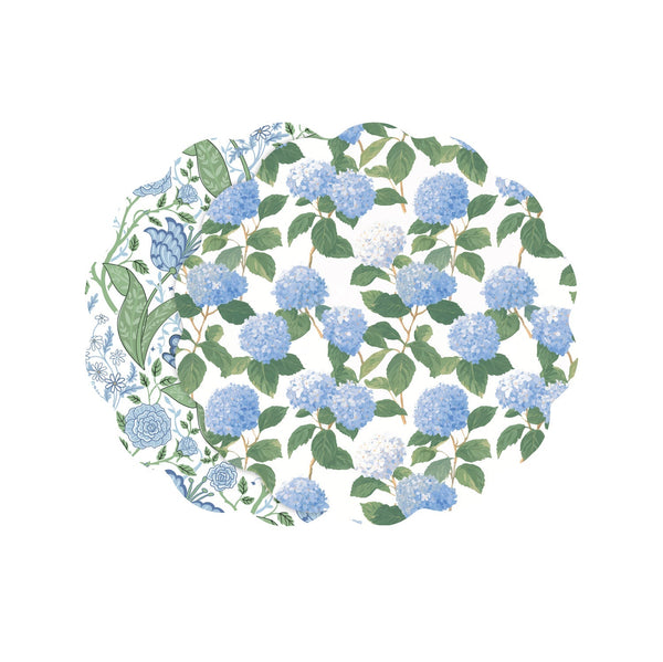 Beatriz Ball Giftware Beatriz Ball VIDA Blue Hydrangea andFloral Reversible Placemats Set of 4 (Blue and Green) - PRE-ORDER