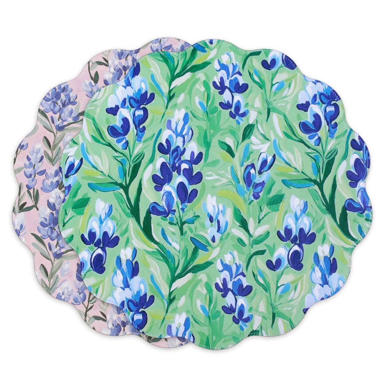 Beatriz Ball Giftware Beatriz Ball VIDA Bluebells & Flowers Reversible  Round Placemats Set of 4 (Pink & Green)