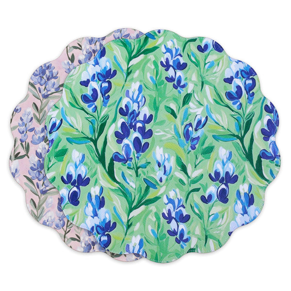Beatriz Ball Giftware Beatriz Ball VIDA Bluebells & Flowers Reversible  Round Placemats Set of 4 (Pink & Green)