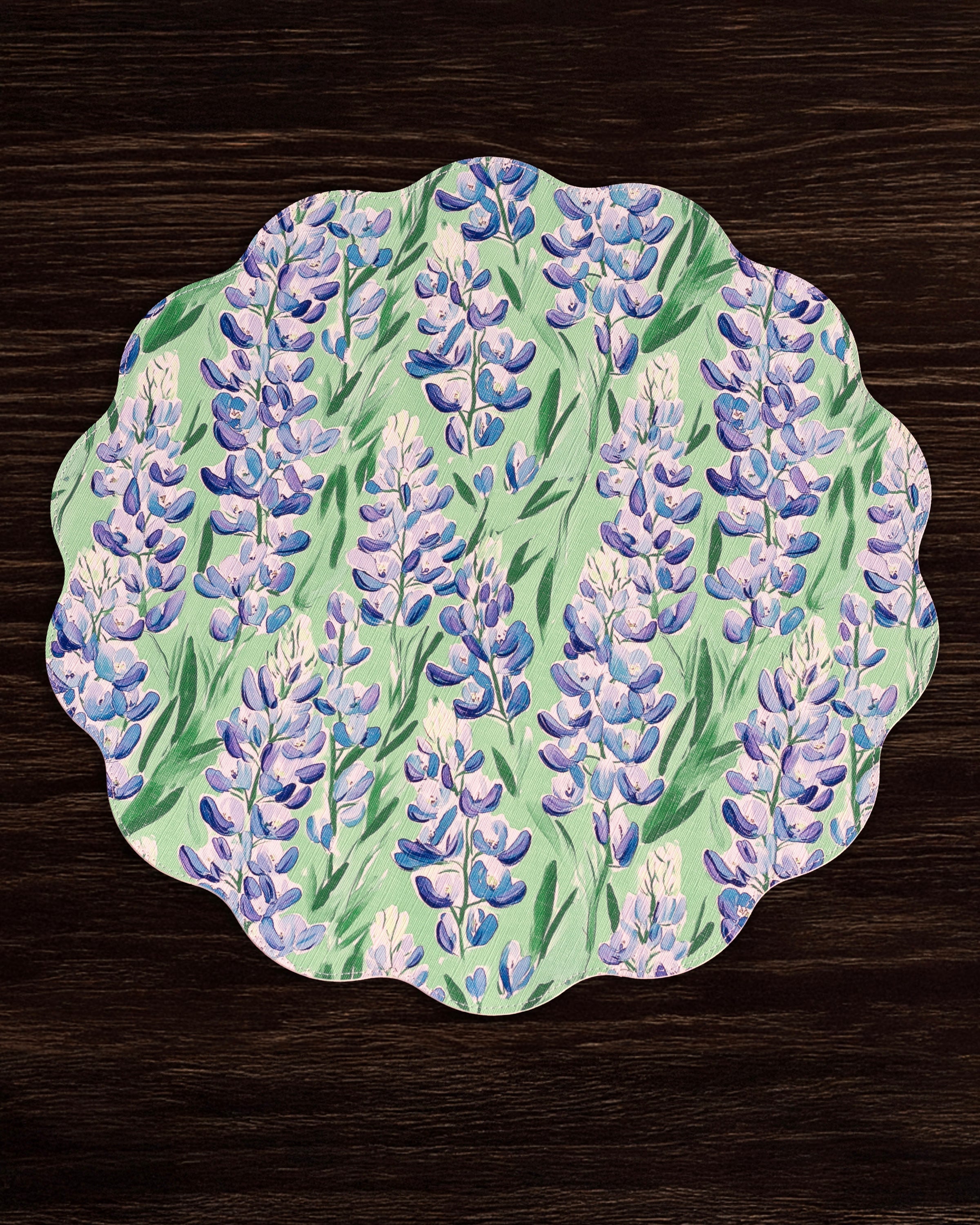 Beatriz Ball Giftware Beatriz Ball VIDA Bluebonnet & Stripes Reversible  Round Placemats Set of 4 Blue & Green