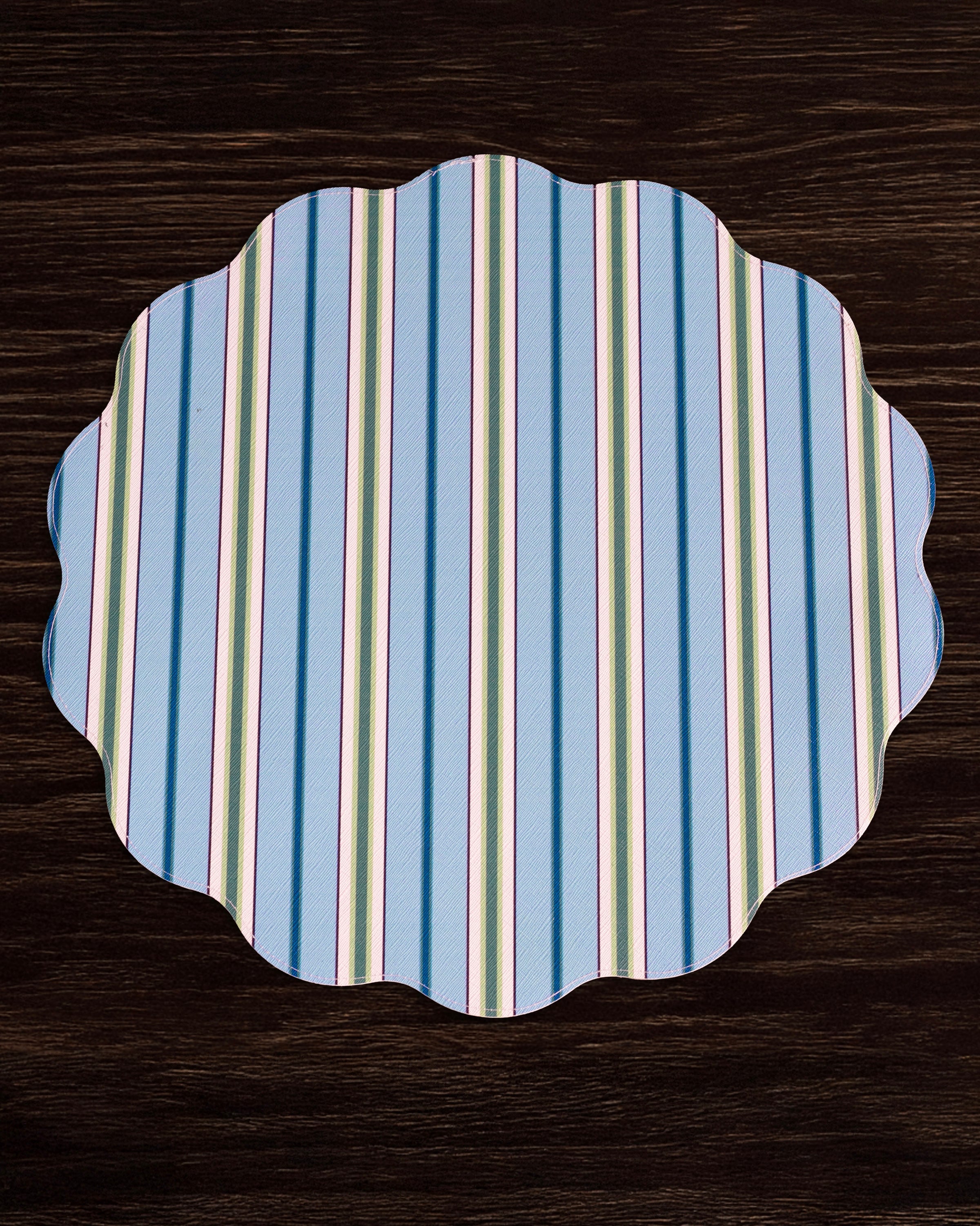 Beatriz Ball Giftware Beatriz Ball VIDA Bluebonnet & Stripes Reversible  Round Placemats Set of 4 Blue & Green