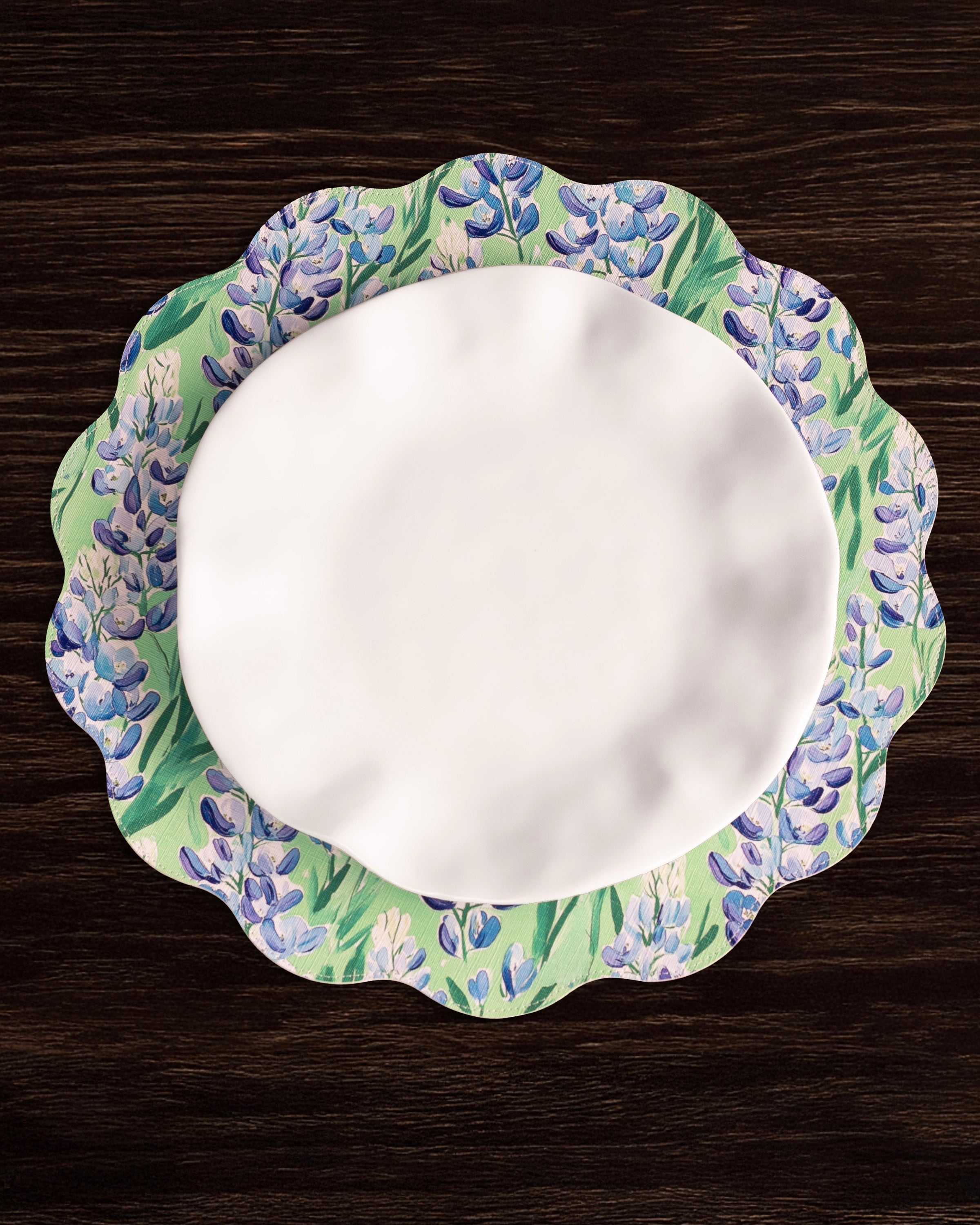 Beatriz Ball Giftware Beatriz Ball VIDA Bluebonnet & Stripes Reversible  Round Placemats Set of 4 Blue & Green