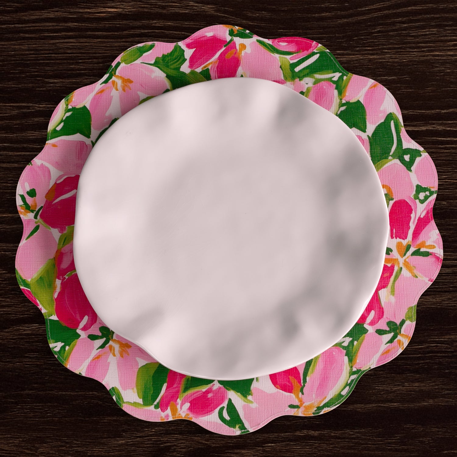 Beatriz Ball Giftware Beatriz Ball VIDA Butterflies & Flowers Reversible  Round Placemats Set of 4 (Pink & Green)
