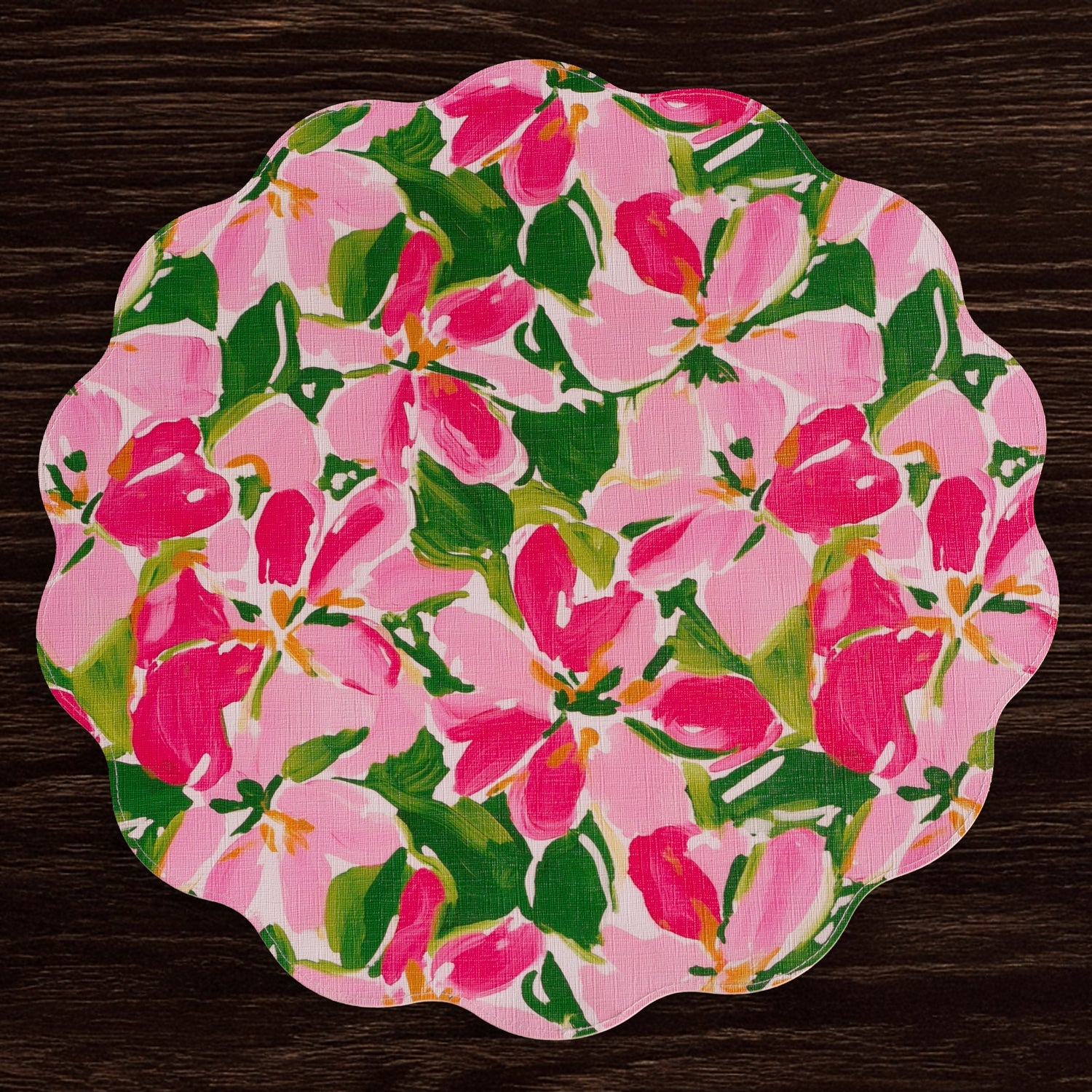 Beatriz Ball Giftware Beatriz Ball VIDA Butterflies & Flowers Reversible  Round Placemats Set of 4 (Pink & Green)