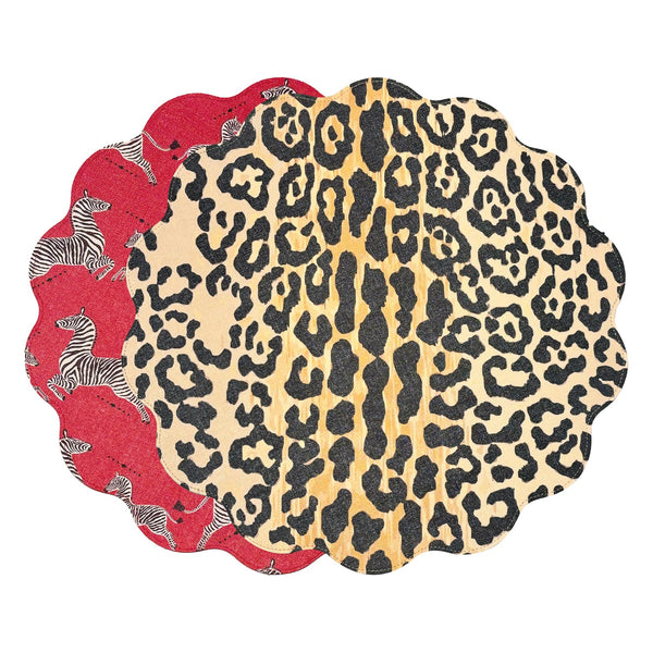 Beatriz Ball Serveware Beatriz Ball VIDA Cheetah and Zebra Reversible Round Placemats Set of 4 Red & Black
