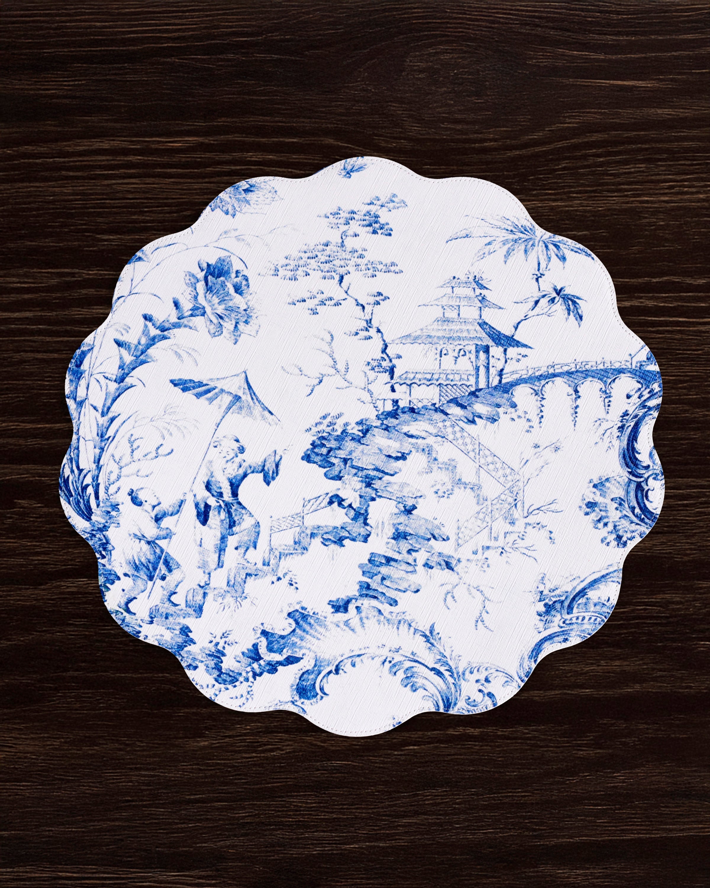 Beatriz Ball Giftware Beatriz Ball VIDA Chinoiserie Reversible  Round Placemats Set of 4 Blue & White