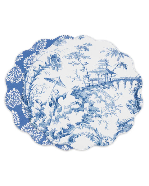 Beatriz Ball Giftware Beatriz Ball VIDA Chinoiserie Reversible  Round Placemats Set of 4 Blue & White