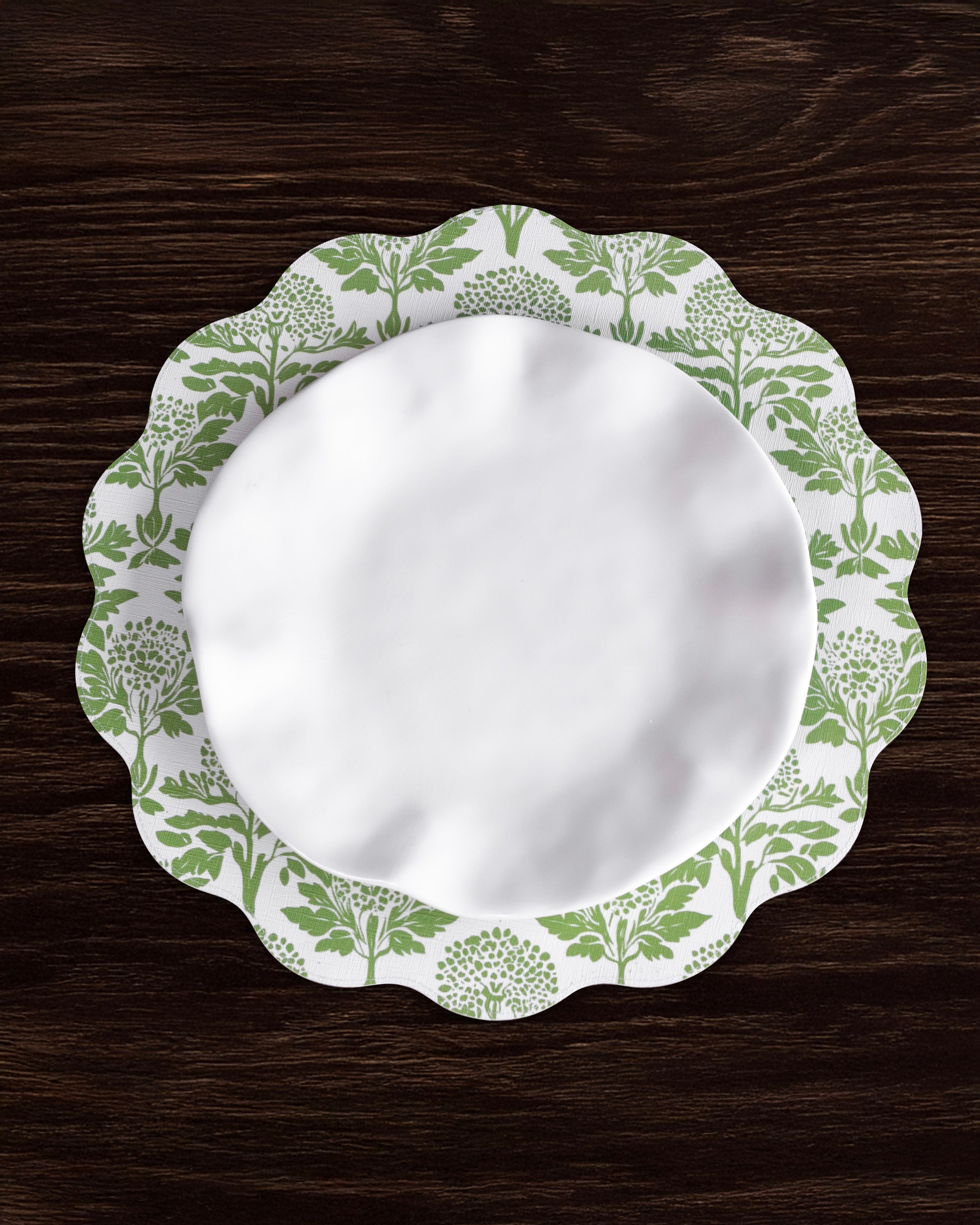 Beatriz Ball Giftware Beatriz Ball VIDA Chinoiserie Reversible  Round Placemats Set of 4 Green & White