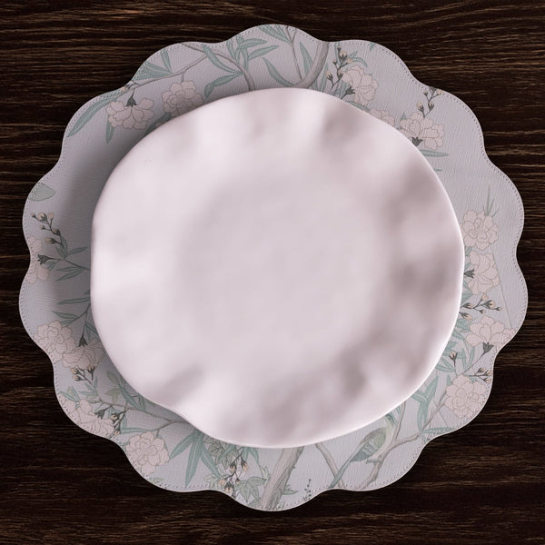 Beatriz Ball Giftware Beatriz Ball VIDA Chinoiserie Reversible  Round Placemats Set of 4 Light Teal & White