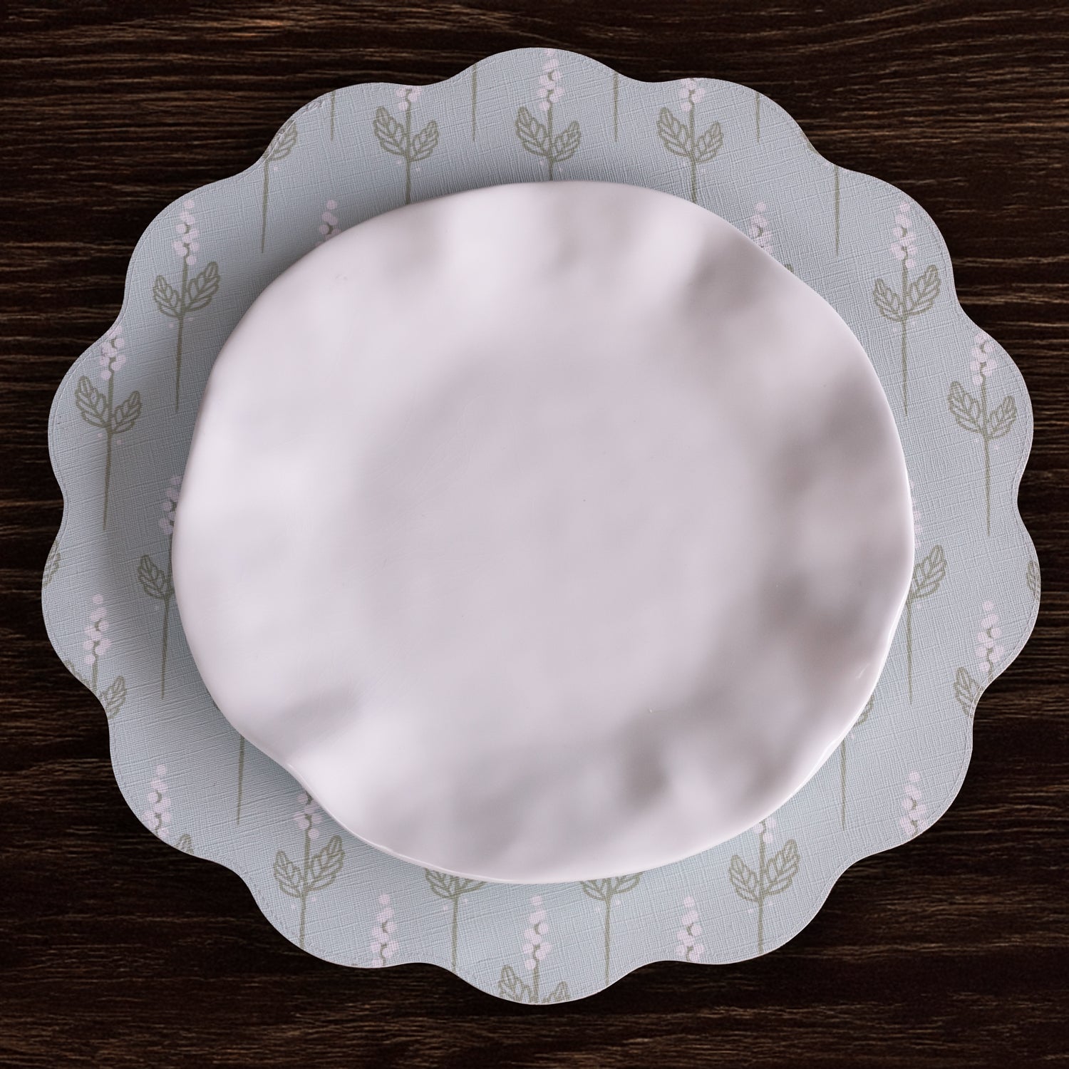 Beatriz Ball Giftware Beatriz Ball VIDA Chinoiserie Reversible  Round Placemats Set of 4 Light Teal & White