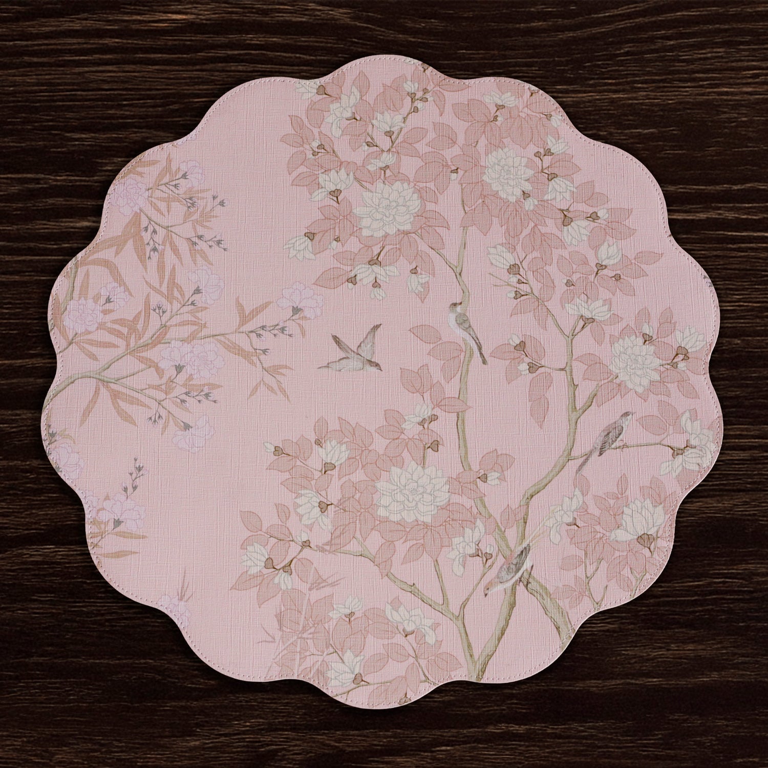 Beatriz Ball Giftware Beatriz Ball VIDA Chinoiserie Reversible  Round Placemats Set of 4 Pink & White