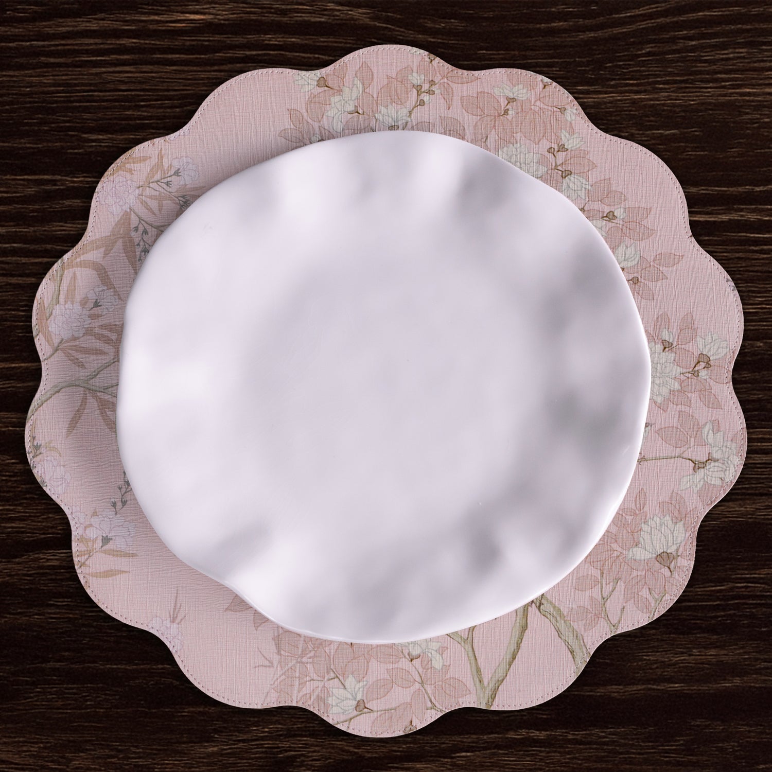 Beatriz Ball Giftware Beatriz Ball VIDA Chinoiserie Reversible  Round Placemats Set of 4 Pink & White