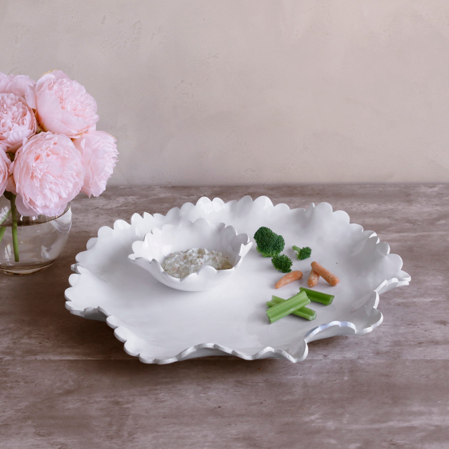 Beatriz Ball Serveware Beatriz Ball VIDA Colette Round Platter with Mini Dip Bowl (White) - PRE-ORDER
