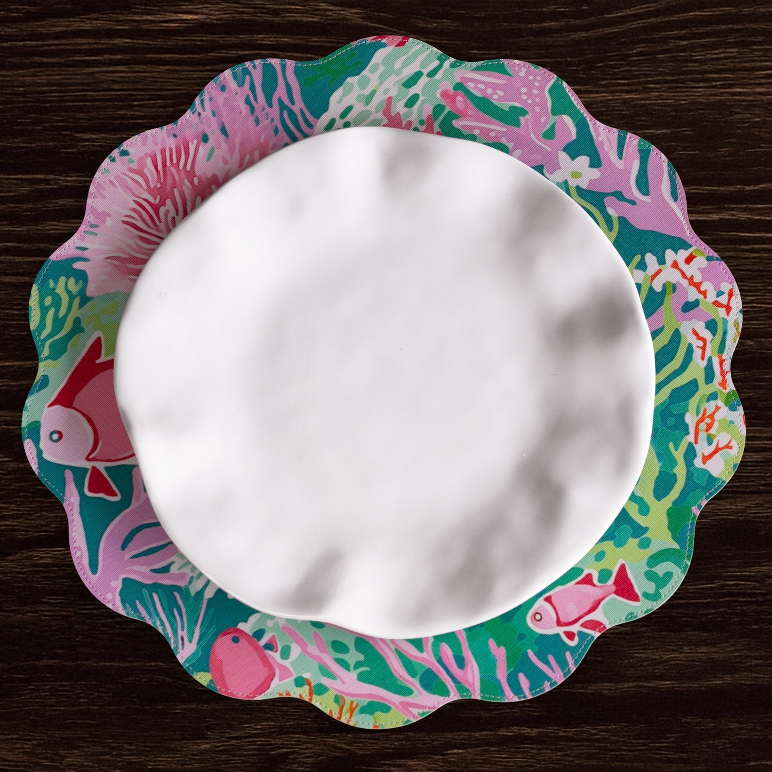 Beatriz Ball Giftware Beatriz Ball VIDA Coral Reef  Reversible  Round Placemats Set of 4 (Multi)