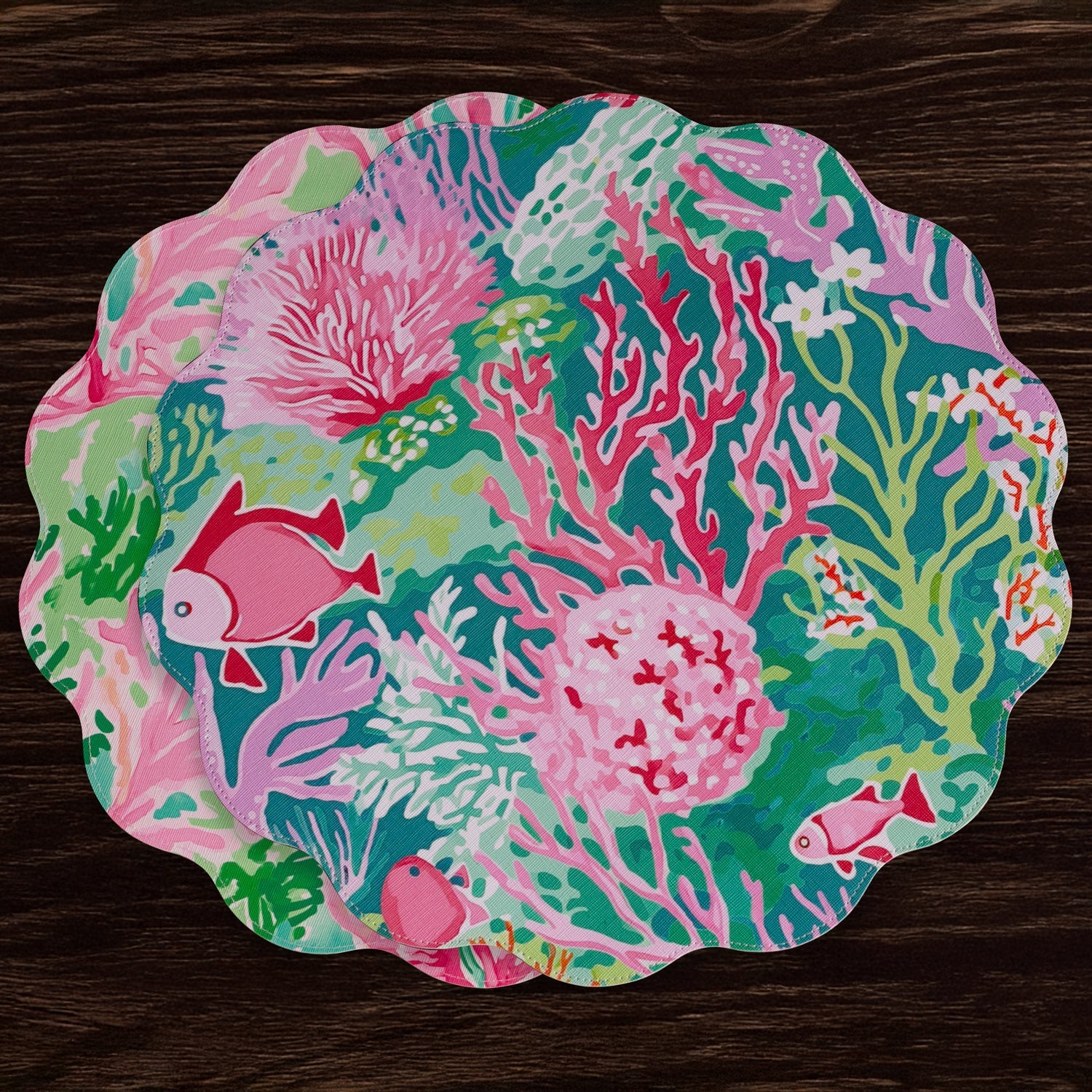 Beatriz Ball Giftware Beatriz Ball VIDA Coral Reef  Reversible  Round Placemats Set of 4 (Multi)
