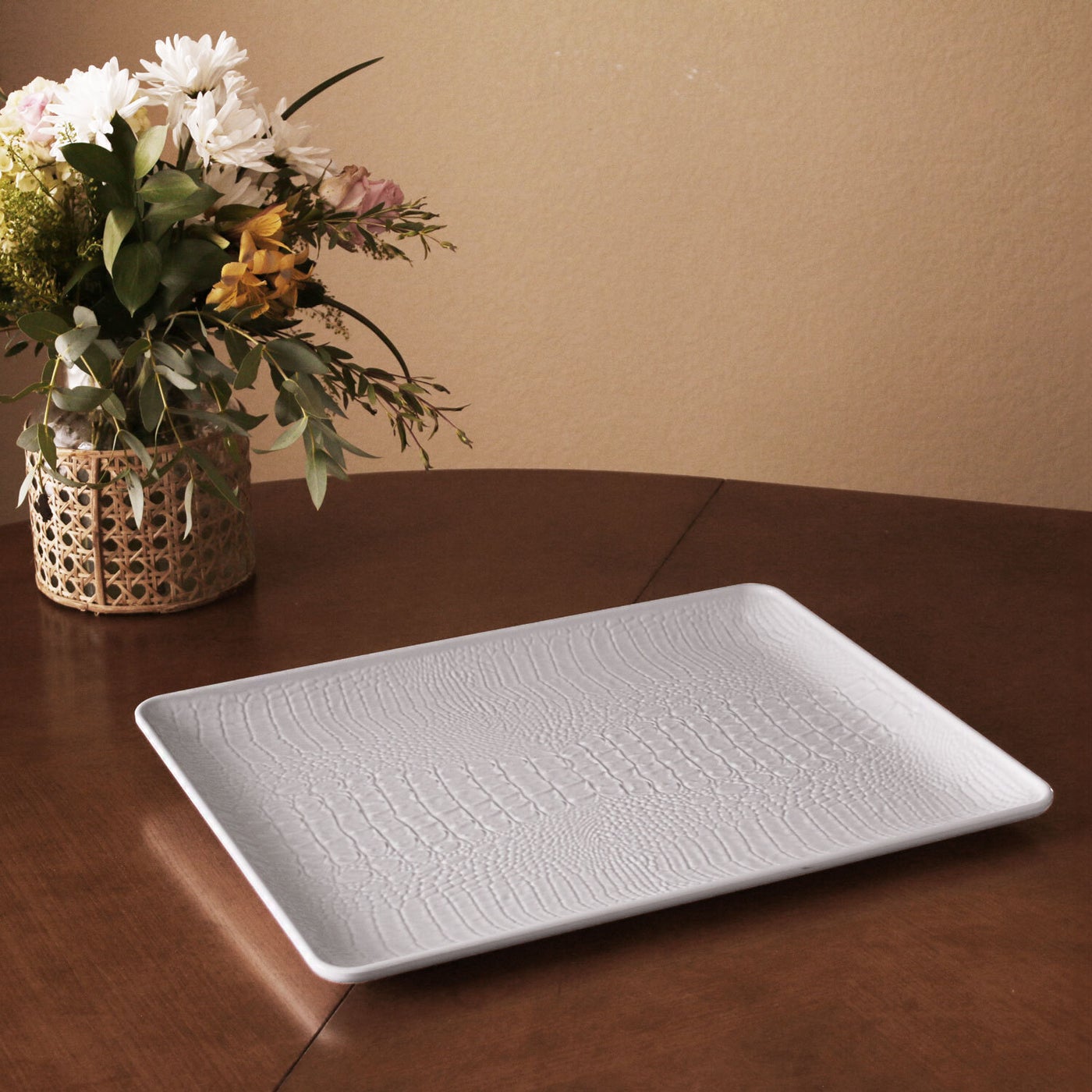 Beatriz Ball Serveware Beatriz Ball VIDA Croc Extra Large Rectangular Tray (White)