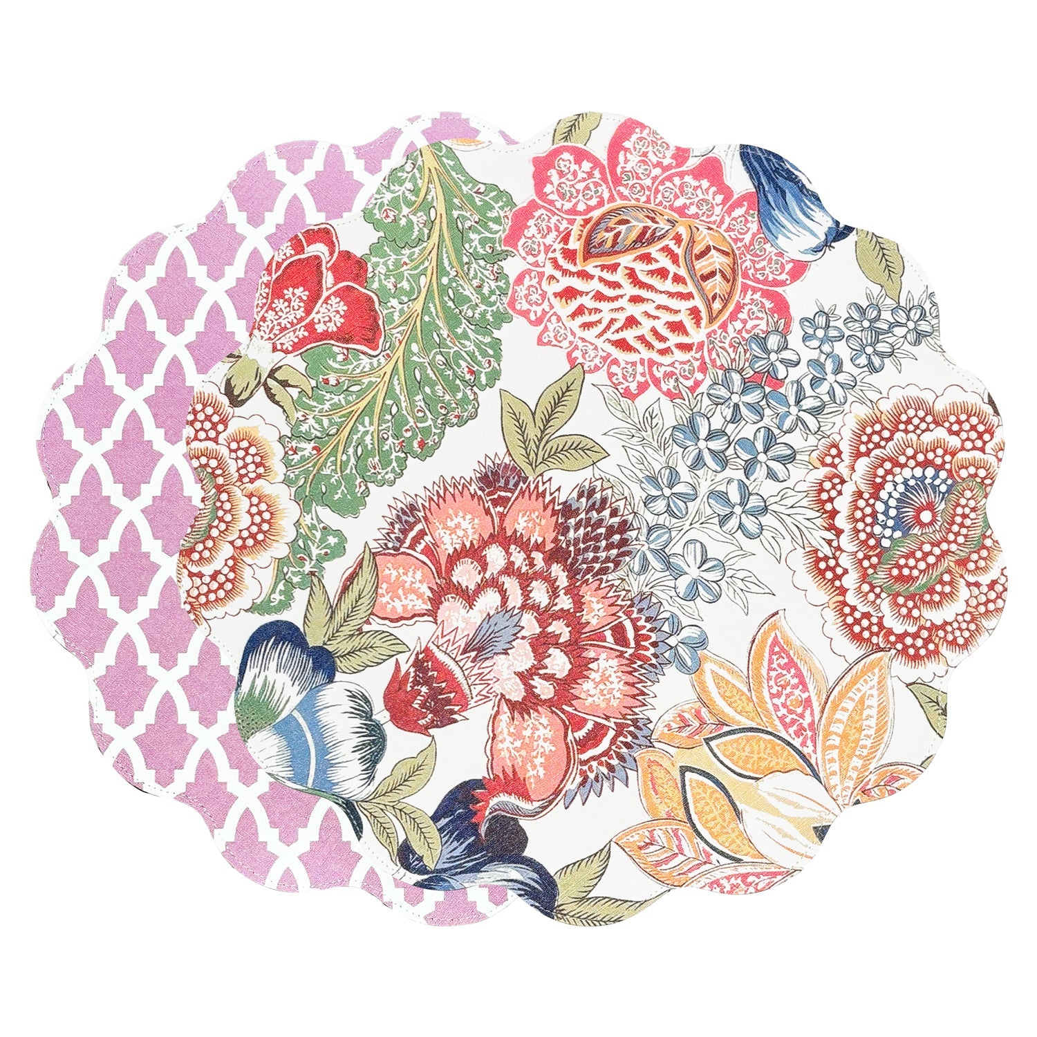 Beatriz Ball Giftware Beatriz Ball VIDA Eggplant and Pink  Reversible Round Placemats Set of 4 Blue & Pink