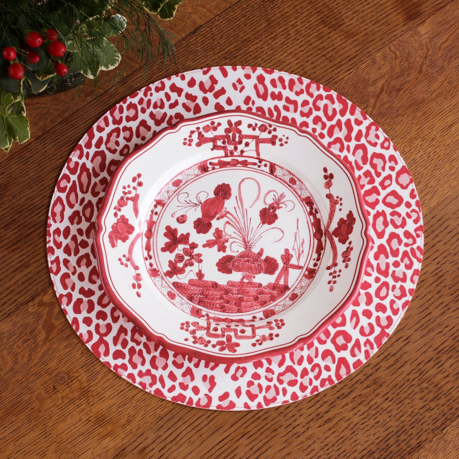 Beatriz Ball Serveware Beatriz Ball VIDA Faenza 11" Dinner Plate Set of 4 White and Red
