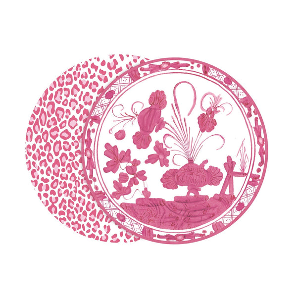Beatriz Ball Giftware Beatriz Ball VIDA Faenza and Leopard Reversible Placemats Set of 4 (Pink and White) - PRE-ORDER