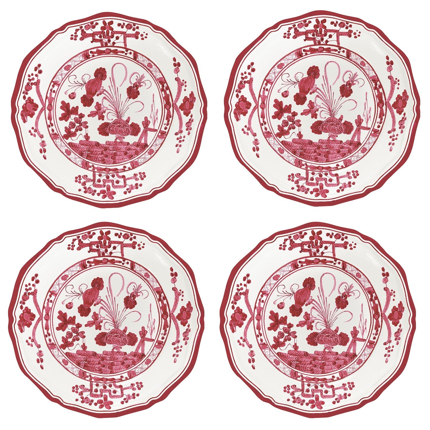 Beatriz Ball Giftware Beatriz Ball VIDA Faenza Appetizer Plate Set of 4  (Red and White)