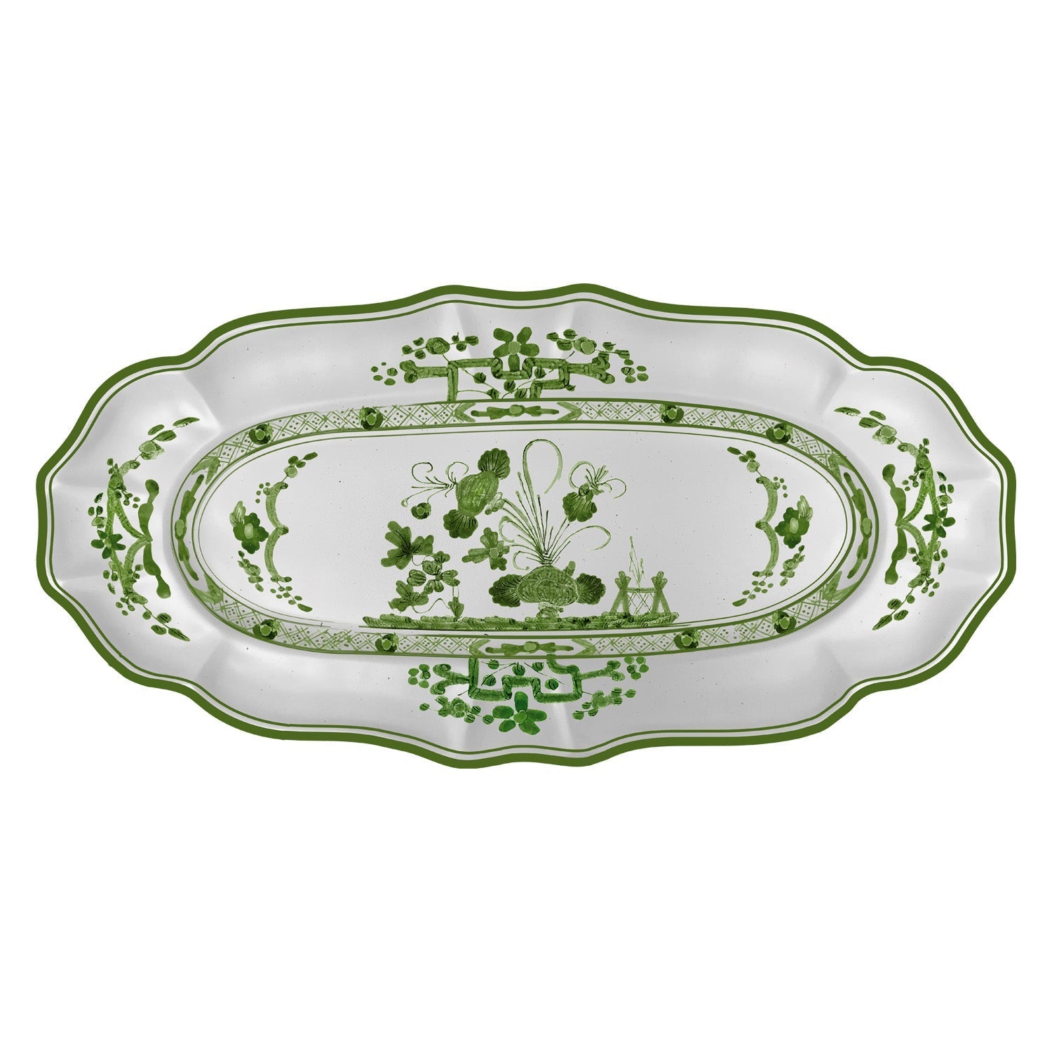 Beatriz Ball Giftware Beatriz Ball VIDA Faenza Long Rectangle Tray (Green and White)