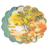 Beatriz Ball Giftware Beatriz Ball VIDA Fall Trees and Wood Grain Reversible Round Placemats Set of 4 Orange & Green