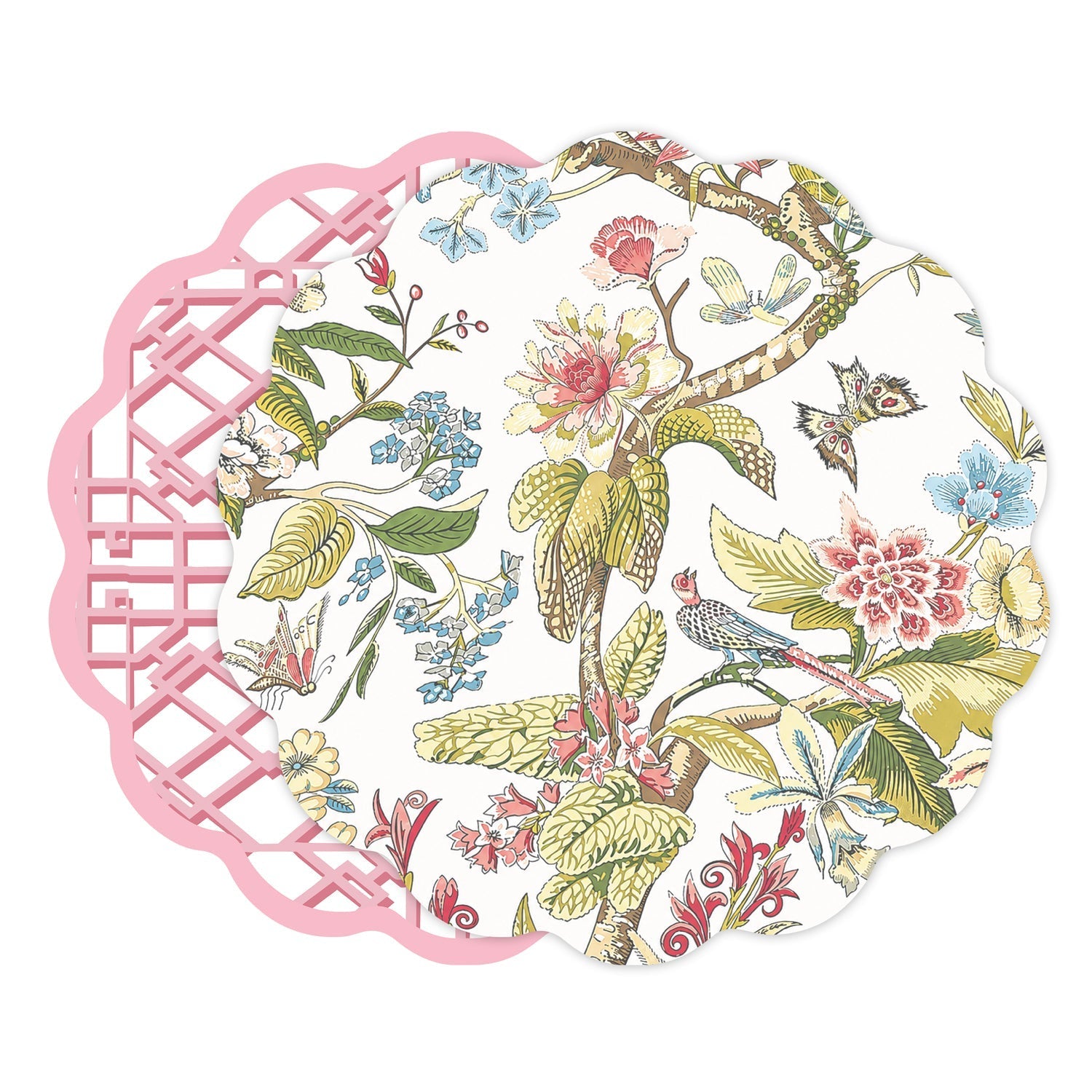 Beatriz Ball Giftware Beatriz Ball VIDA Floral and Trellis Reversible Placemats Set of 4 (Multi & Pink)